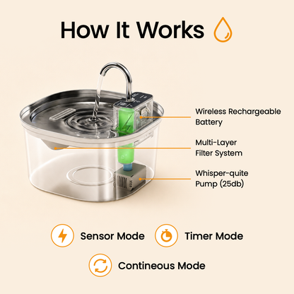 KittySpring Wireless Water Fountain: 3.2L